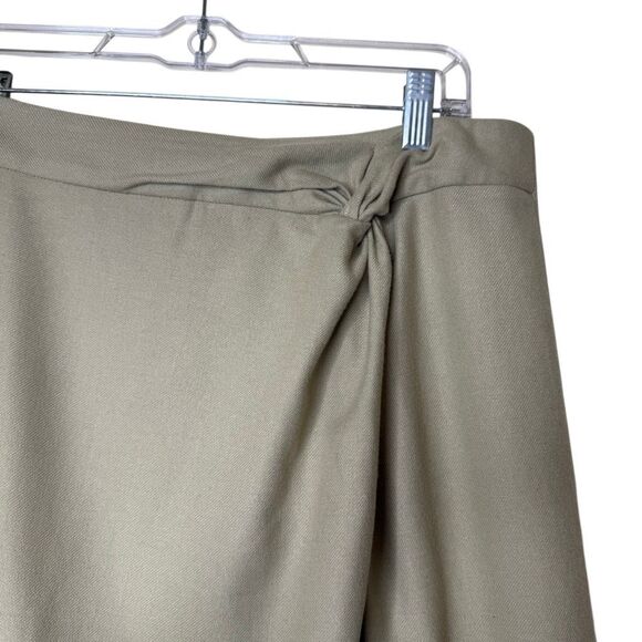 Vince Camel Wool Blend Twist Front Faux Wrap Midi Skrt Sz12 Heritage, Old Money - Picture 3 of 12